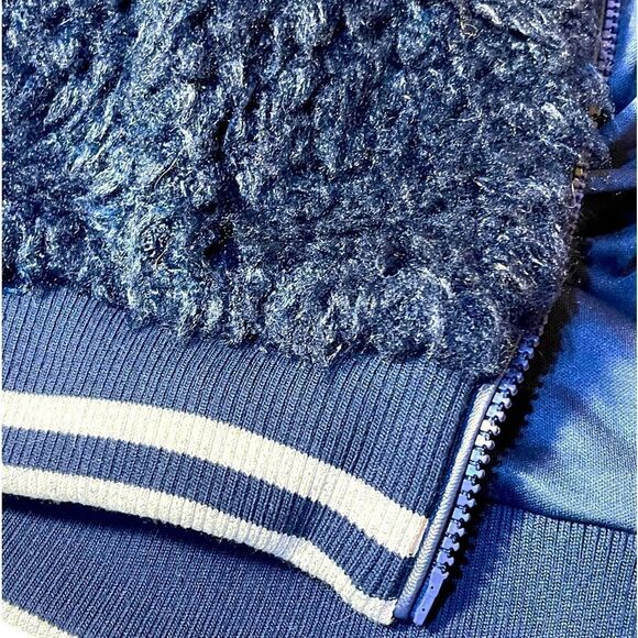 KIDPIK Fuzzy Bomber Jacket Super Dark Navy Almost Black Girls Size 12 L Zip Up - Picture 5 of 10